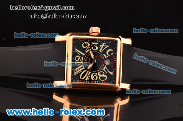 Franck Muller Conquistador Cortez Swiss ETA 2824 Automatic Rose Gold Case with Black Dial Black Rubber Strap and Numeral Markers 1:1 Original - Click Image to Close